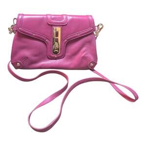 Hayden Harnett Leather Flap Fuchsia Small Shoulder Bag Purse